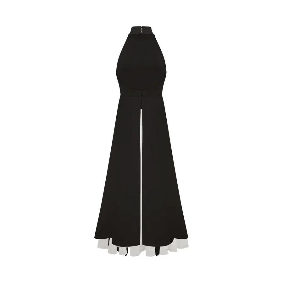 Inés - Vestido largo de capas con cuello halter