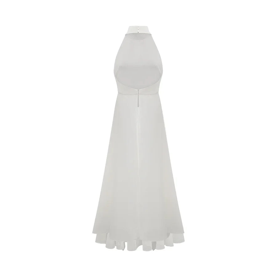 Inés - Vestido largo de capas con cuello halter