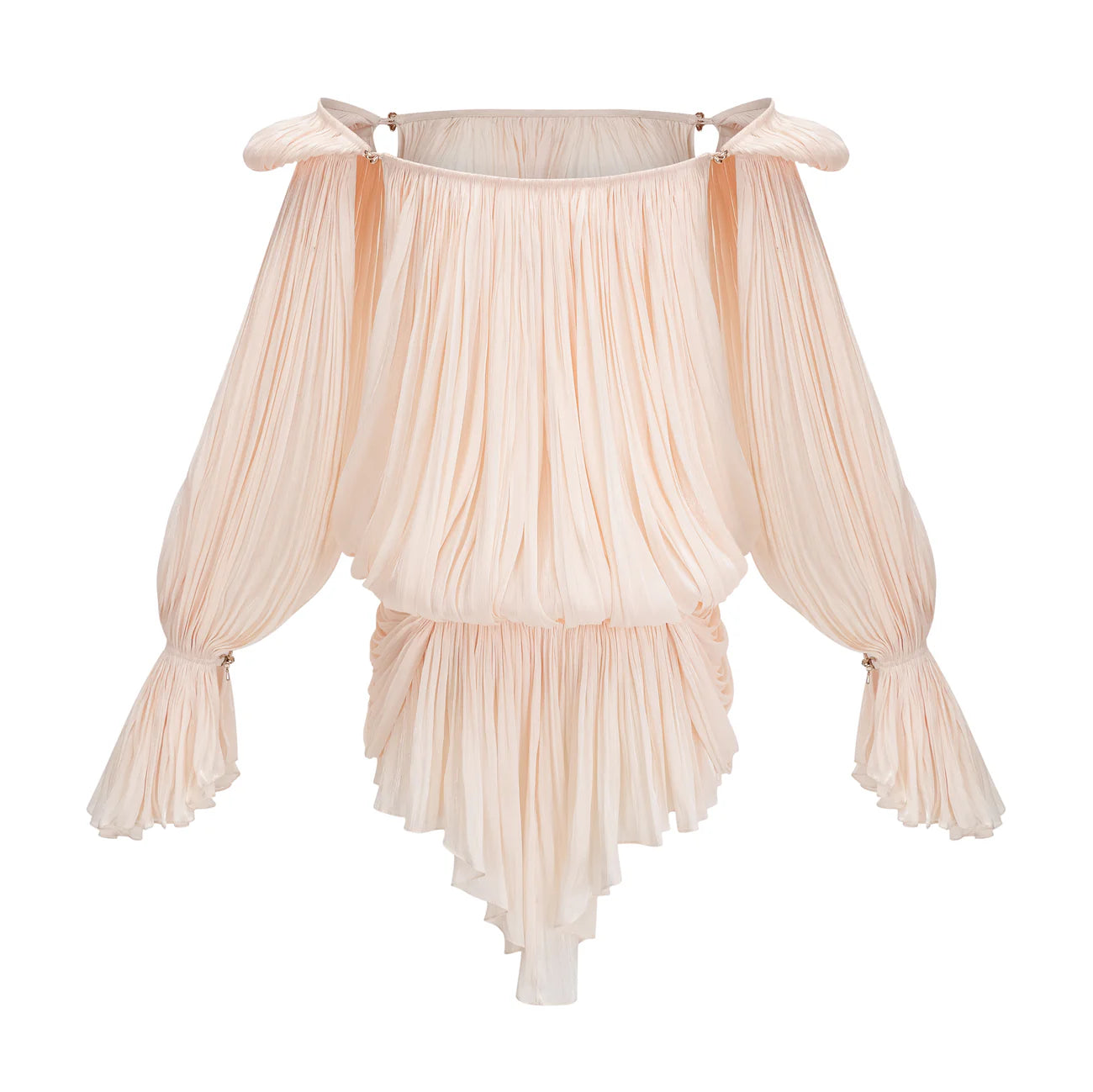 Minivestido plisado con volantes en tonos neutros de Halvard