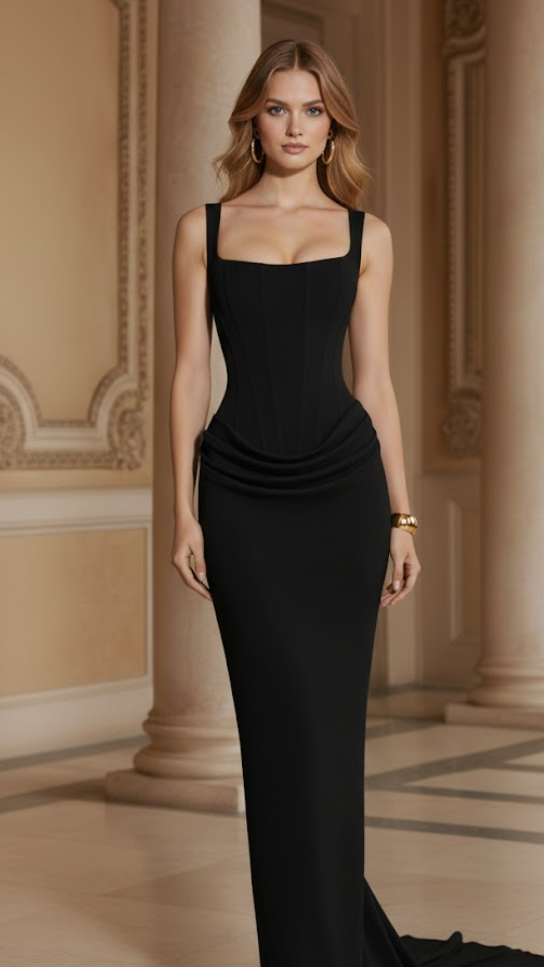 Selena | Vestido maxi de escote cuadrado