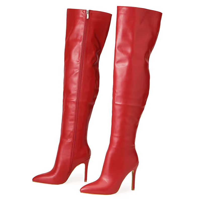Nocturna - Botas Largas de Cuero PU