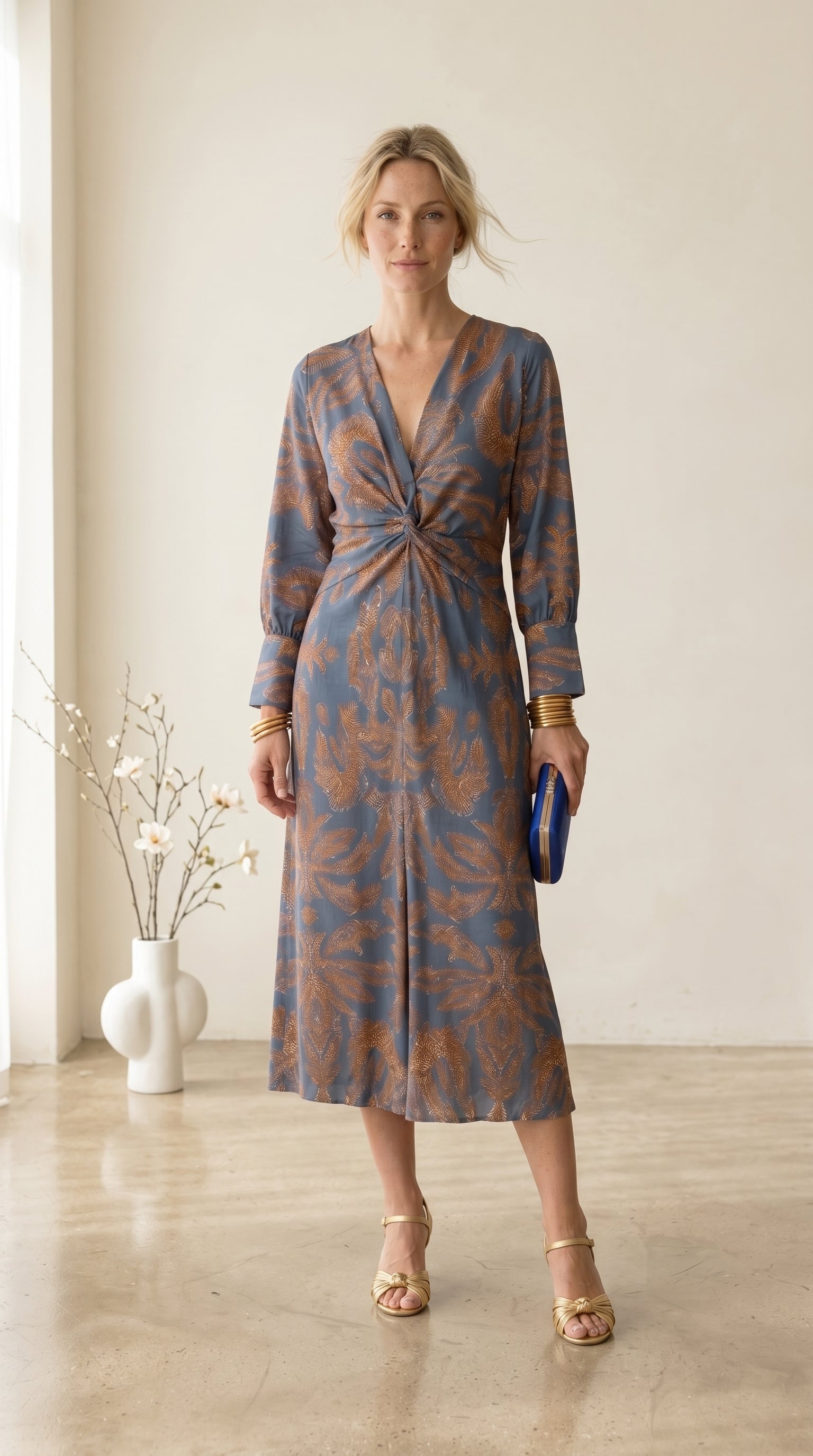 Celeste | Abito Midi Eleganza Fiorita