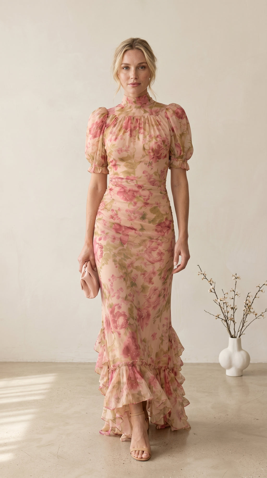 Rosario | Vestido largo de gasa floral