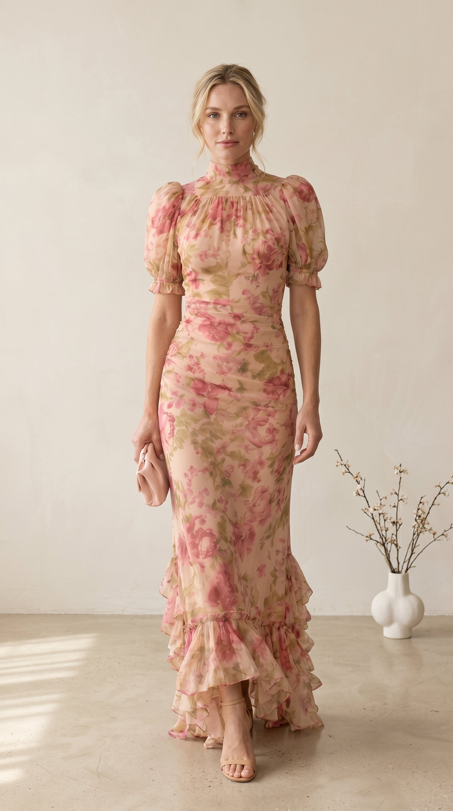 Rosario | Vestido largo de gasa floral