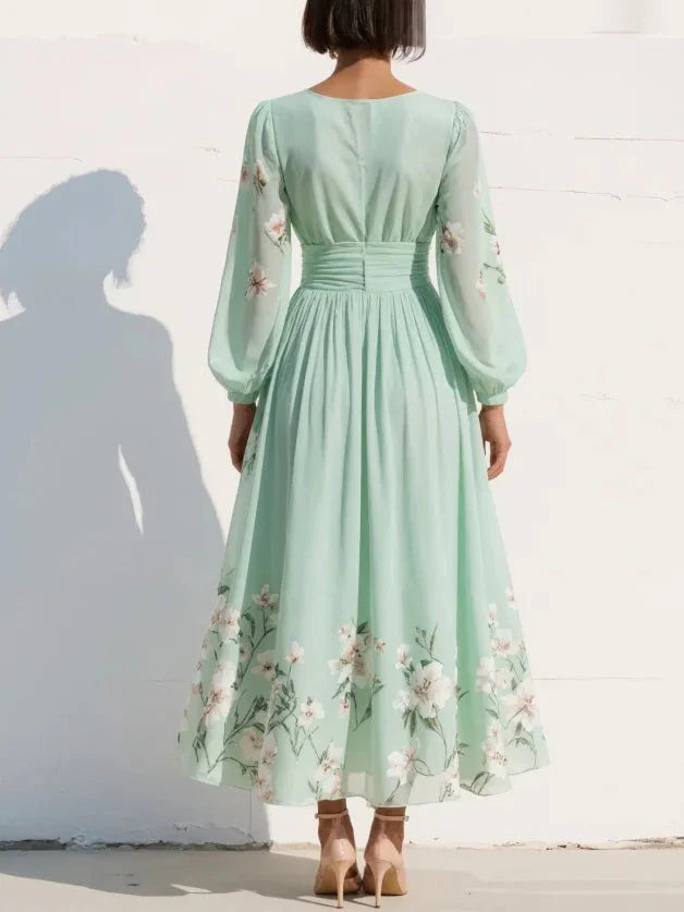 Cisella | Vestido midi floral verde claro